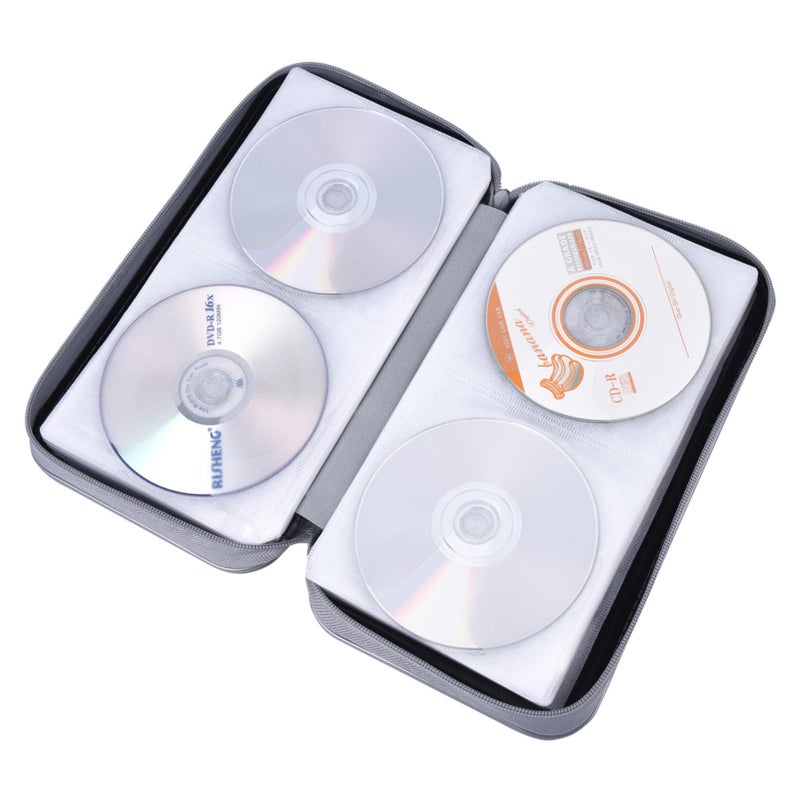 alavisxf xx CD Case, 96 Capacity Hard Plastic CD Holder Protective DVD Disc Storage Case Holder Portable Zipper CD DVD Organizer Storage Wallet for Car Home Travel (96 Capacity, Black) - Image 3